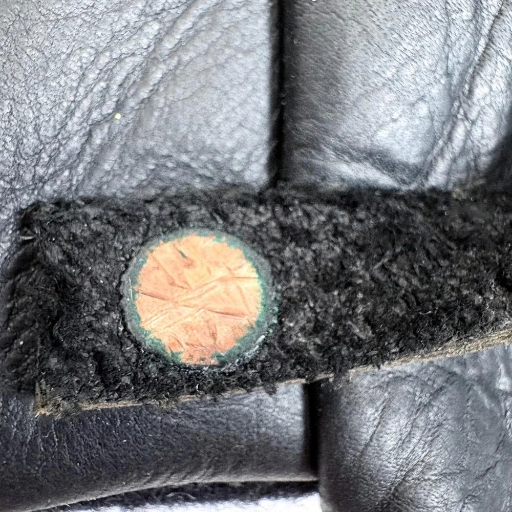 VTG Handmade Black Leather Festival Bag Geometric Wool Agate Renfair Witchy Goth